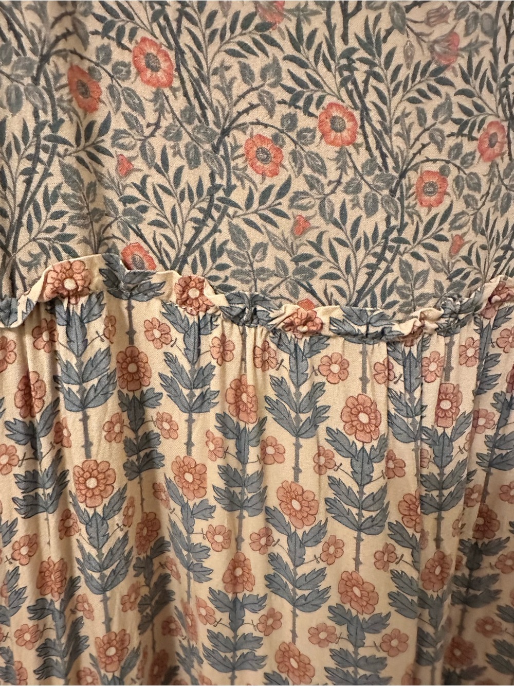 NATURAL LIFE Floral Patchwork Tiered Maxi Dress - Gray & Cream - Picture 3 of 8